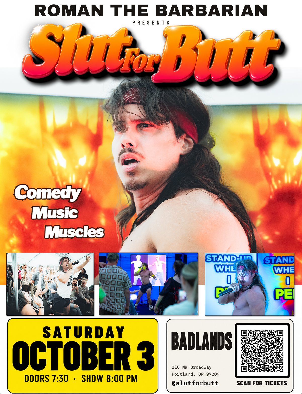PORTLAND OR | OCT 3 — Roman the Barbarian presents: SLUT FOR BUTT |  BADLANDS